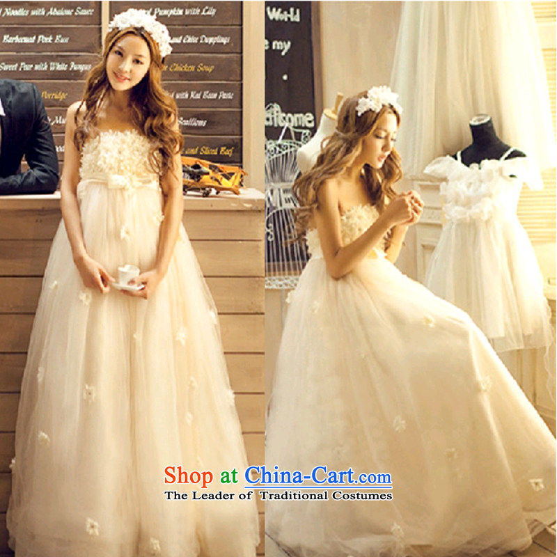 Seal Jiang pregnant women wedding dresses 2015 winter new Korean Top Loin of winter pregnant women and wedding chest to bride wedding dress Winter Female champagne color S seal Jiang shopping on the Internet has been pressed.