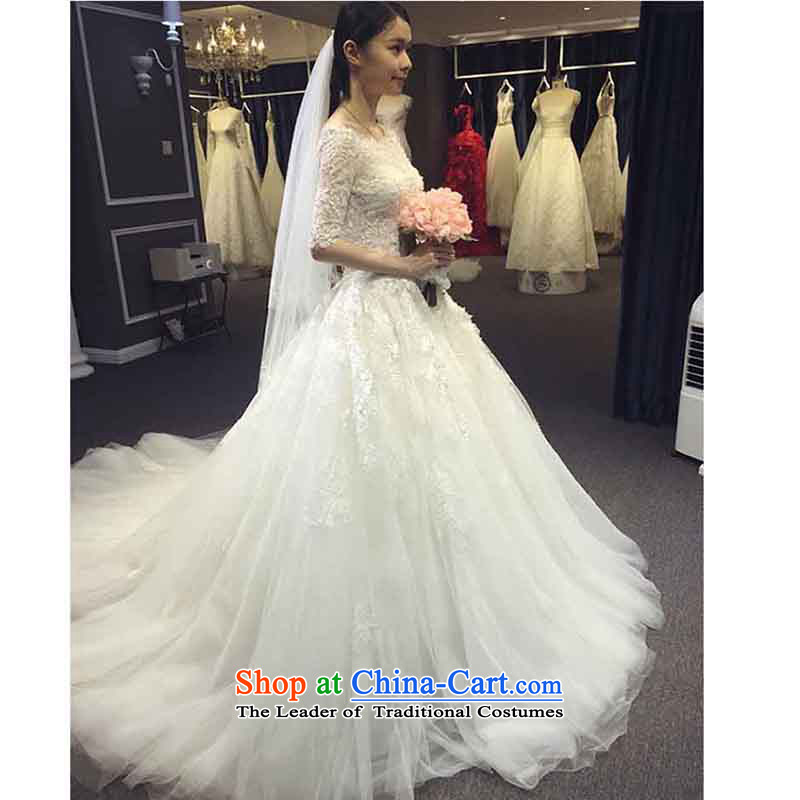 The new long tail wedding dresses word marriages shoulder wedding long-sleeved large tail white S love of Sau San Su-lan , , , shopping on the Internet