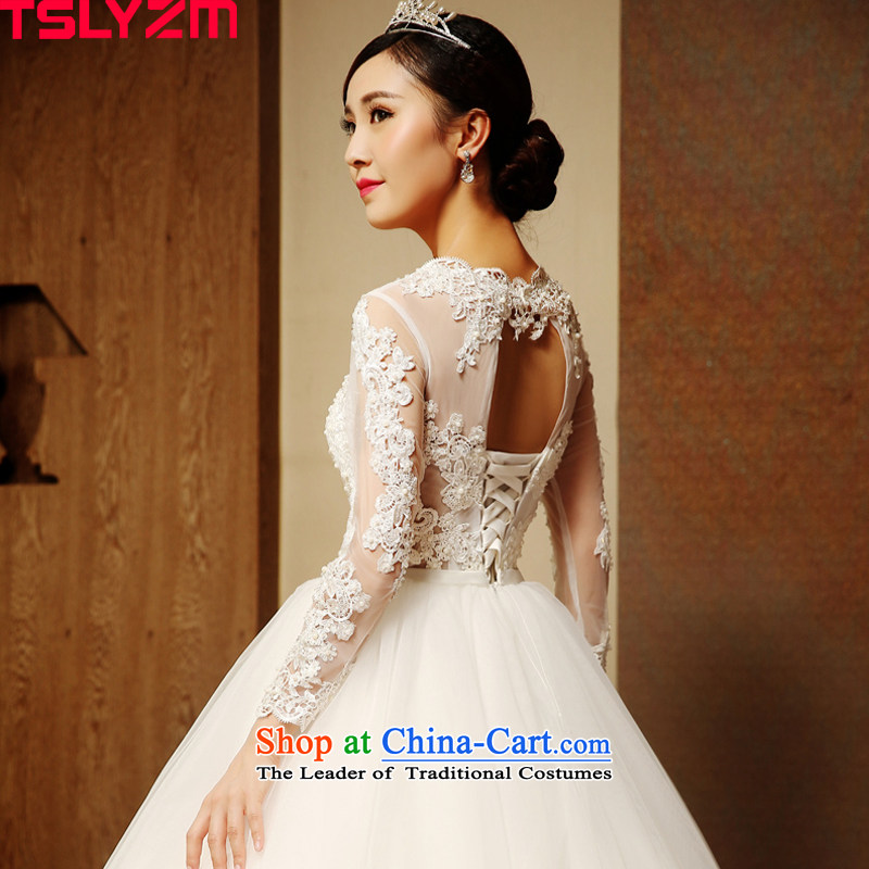 Long-sleeved tslyzm wedding dresses to align the new lace 2015 autumn and winter marriages went out of the back Korean retro bon bon skirt white l,tslyzm,,, shopping on the Internet