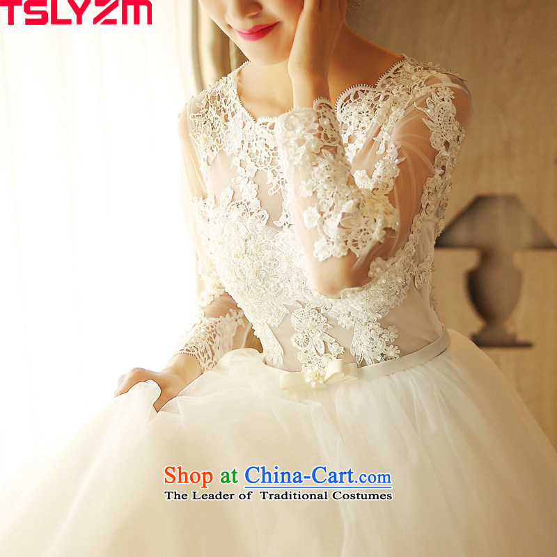 Long-sleeved tslyzm wedding dresses to align the new lace 2015 autumn and winter marriages went out of the back Korean retro bon bon skirt white l,tslyzm,,, shopping on the Internet