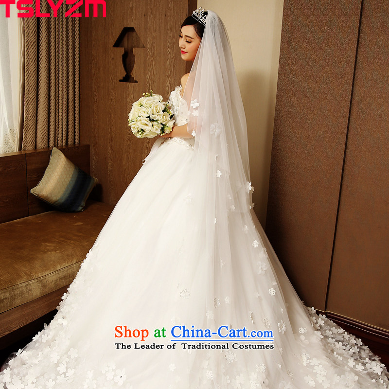 Wipe the chest long drag tslyzm tail wedding dresses new marriages of autumn and winter 2015 Korean style wedding dress white petals Xxl,tslyzm,,, shopping on the Internet
