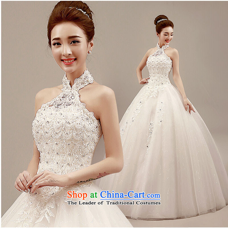 Wedding dress autumn 2015 new Korean Word Hangs must also shoulder the winter wedding tail align to marriages video thin elegant hanging also manually beaded water drilling White M plain love bamboo yarn , , , shopping on the Internet