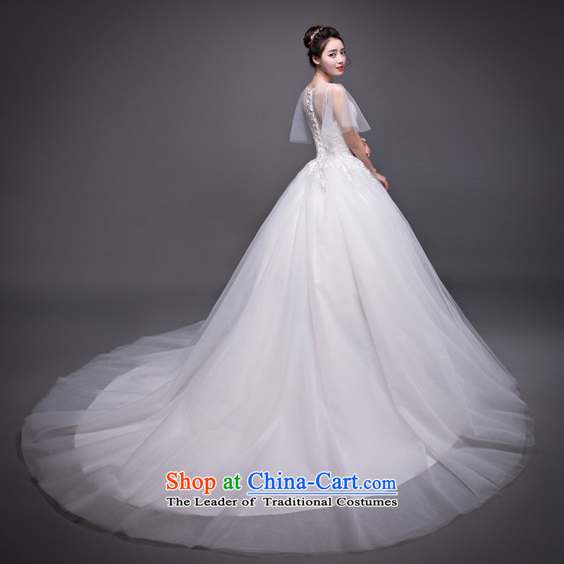 Blooming crazy bride wedding personality Korean tail wedding word shoulder wedding dress out of white M, Sau San Blooming crazy (chunhuaqiuyue) , , , shopping on the Internet