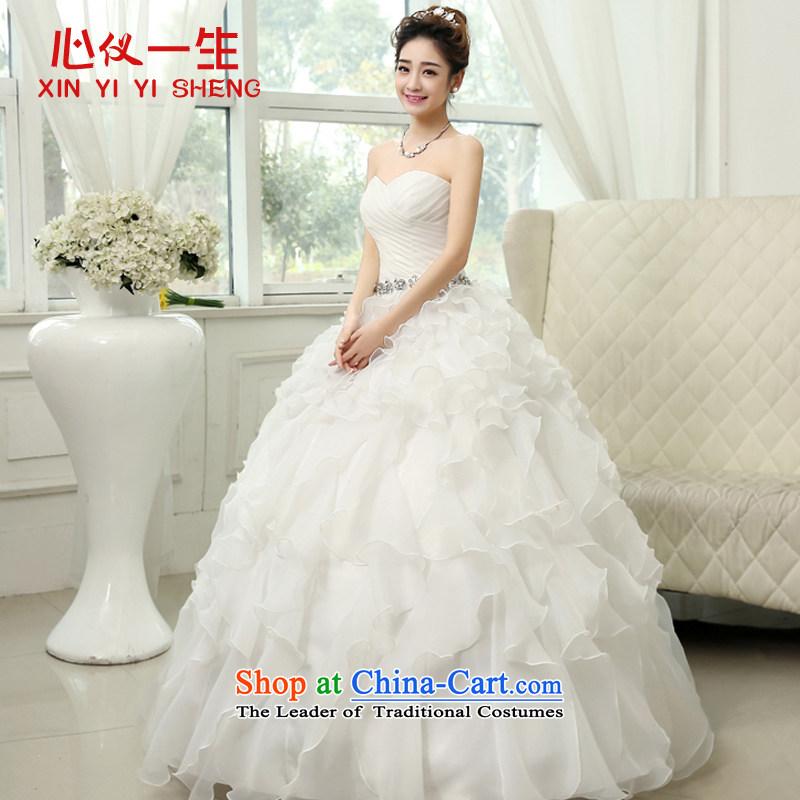On the first of the wedding dress 2015 new Korean wiping the chest straps V-neck to align the wedding autumn and winter marriages wedding white L, heart is a lifetime (xinyiyisheng) , , , shopping on the Internet