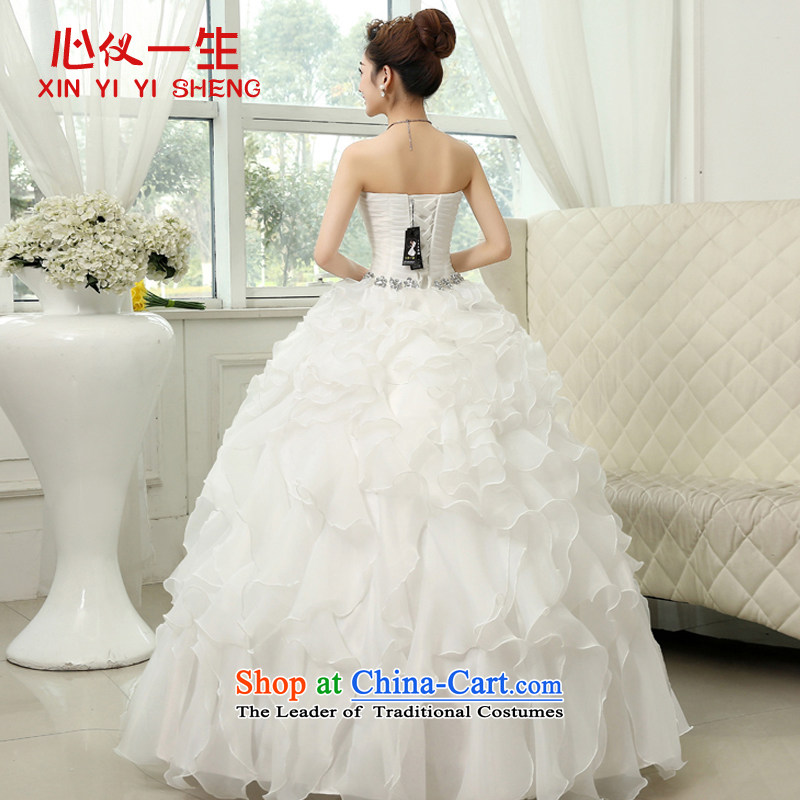 On the first of the wedding dress 2015 new Korean wiping the chest straps V-neck to align the wedding autumn and winter marriages wedding white L, heart is a lifetime (xinyiyisheng) , , , shopping on the Internet