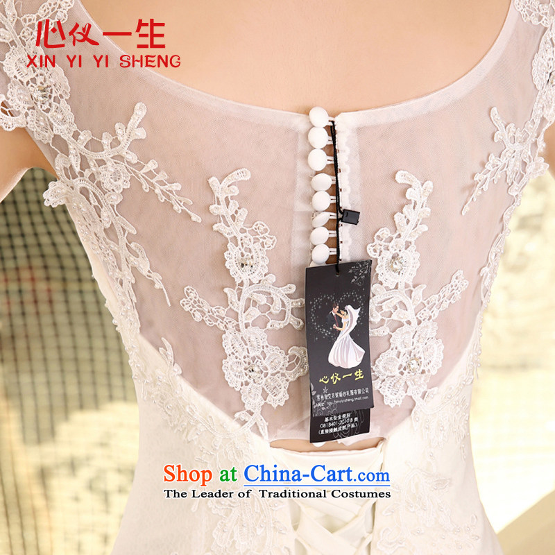 On the lifetime bride wedding dresses 2015 autumn and winter new word shoulder lace small trailing crowsfoot wedding packages   shoulder straps wedding white L, heart is a lifetime (xinyiyisheng) , , , shopping on the Internet