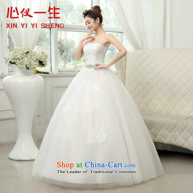On the first of the wedding dress 2015 new Korean lace anointed chest straps to wedding marriages Sau San video thin wedding XXL, white heart is a lifetime (xinyiyisheng) , , , shopping on the Internet