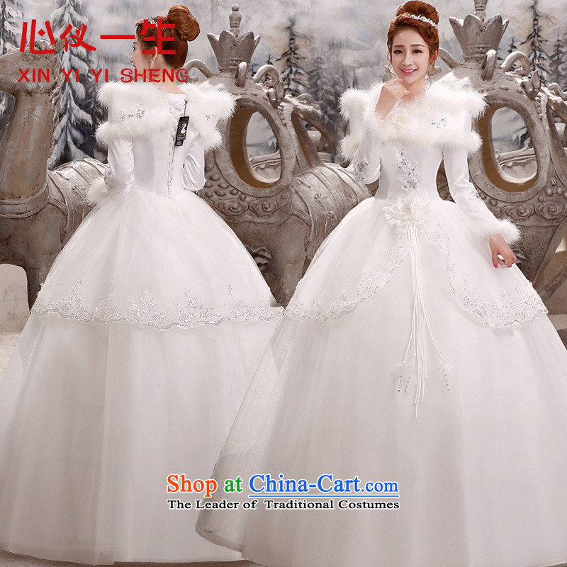A heart is Korean style New bride a 2015 Field shoulder for winter wedding dress white long-sleeved cotton plus winter autumn and winter for the Korean version of the winter gross) White XL, heart is a lifetime (xinyiyisheng) , , , shopping on the Interne