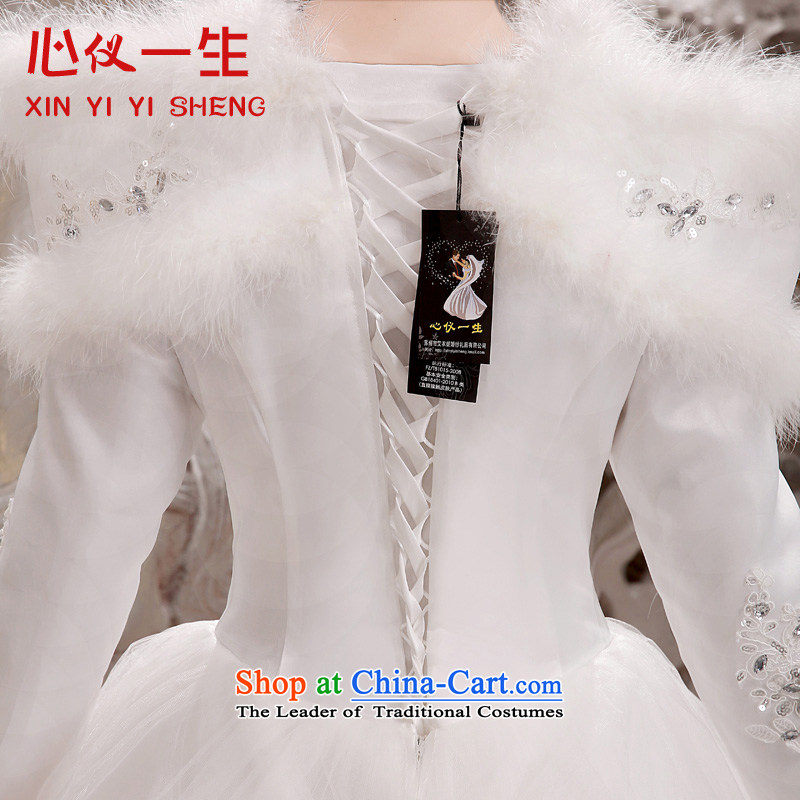 A heart is Korean style New bride a 2015 Field shoulder for winter wedding dress white long-sleeved cotton plus winter autumn and winter for the Korean version of the winter gross) White XL, heart is a lifetime (xinyiyisheng) , , , shopping on the Interne