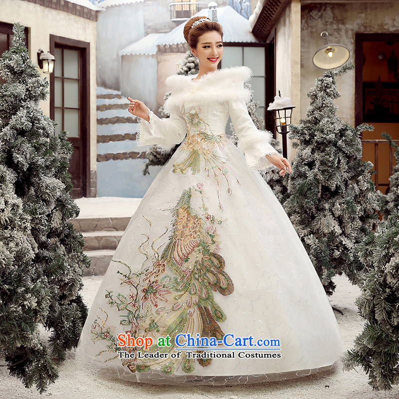 Wedding dress 2015 autumn and winter to align the new thick Korean brides for the winter of gross wedding word long-sleeved White XXL package returning shoulder, love so Peng (AIRANPENG) , , , shopping on the Internet