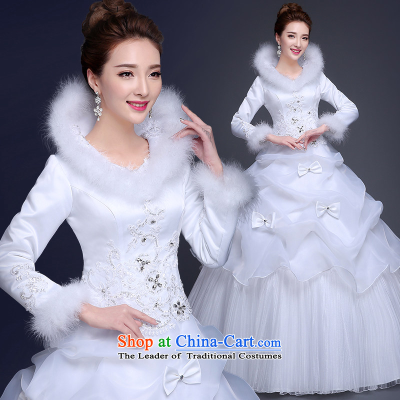Wedding dress 2015 winter new Korean Word Graphics thin to thick long-sleeved your shoulders bride dress winter, XXL package girl returning picture, prices, brand platters! The elections are supplied in the national character of distribution, so action, buy now enjoy more preferential! As soon as possible.