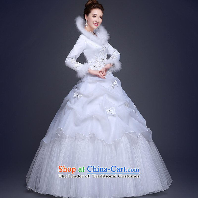 Wedding dress 2015 winter new Korean Word Graphics thin to thick long-sleeved your shoulders bride dress winter, female , Love Returning packets XXL so AIRANPENG Peng () , , , shopping on the Internet