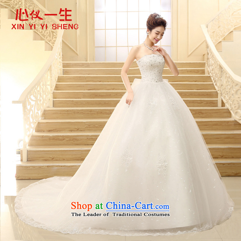 On the Korean version of a lifetime and chest straps lace large tail Wedding 2015 New Princess bon bon skirt video thin wedding of autumn and winter wedding White XL, heart is a lifetime (xinyiyisheng) , , , shopping on the Internet