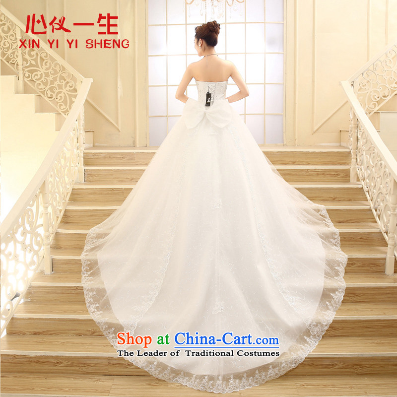 On the Korean version of a lifetime and chest straps lace large tail Wedding 2015 New Princess bon bon skirt video thin wedding of autumn and winter wedding White XL, heart is a lifetime (xinyiyisheng) , , , shopping on the Internet