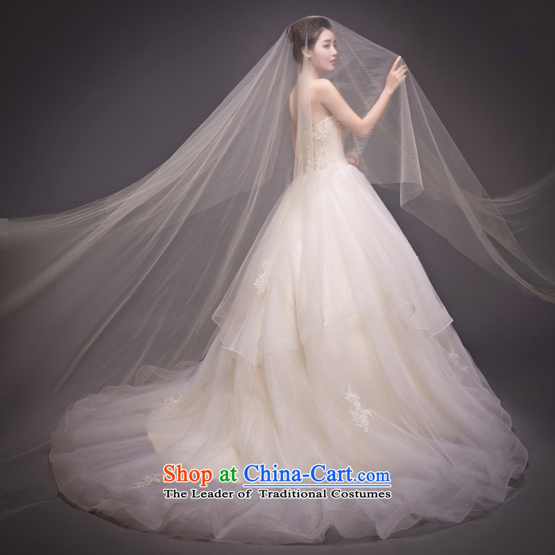 Champagne color tail wedding Korean anointed chest water drilling wedding dress stylish out of Sau San champagne color XL, Blooming crazy (chunhuaqiuyue) , , , shopping on the Internet
