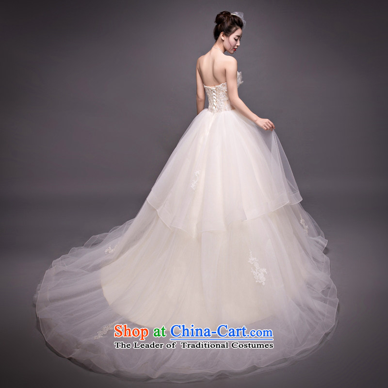 Champagne color tail wedding Korean anointed chest water drilling wedding dress stylish out of Sau San champagne color XL, Blooming crazy (chunhuaqiuyue) , , , shopping on the Internet