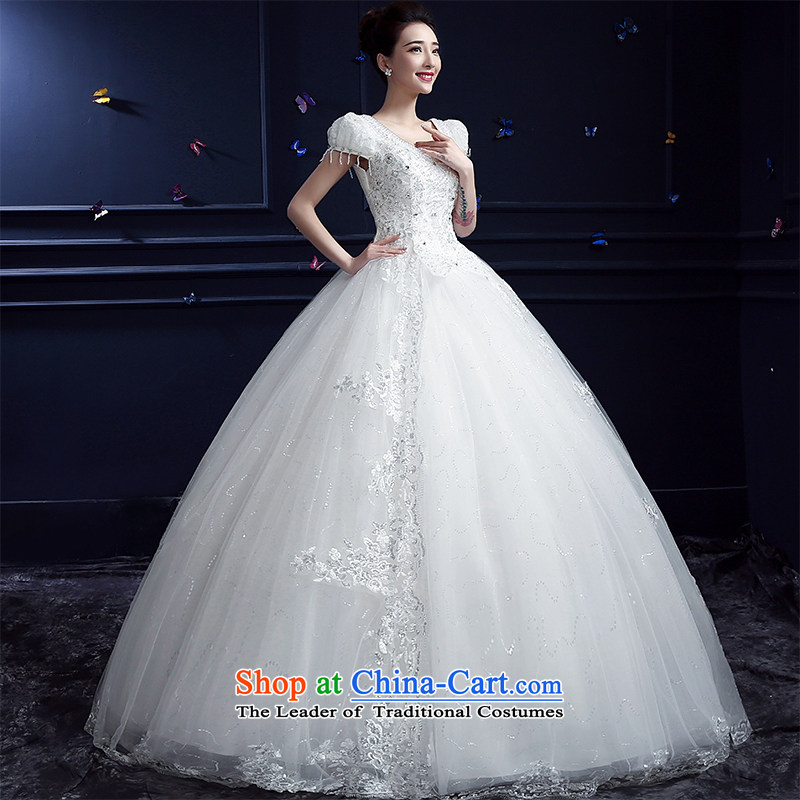 Yong-yeon good wedding dresses new Word 2015 autumn and winter package to align the shoulder bride tail straps Korean large stylish girl white streak M Yong Yim Close shopping on the Internet has been pressed.