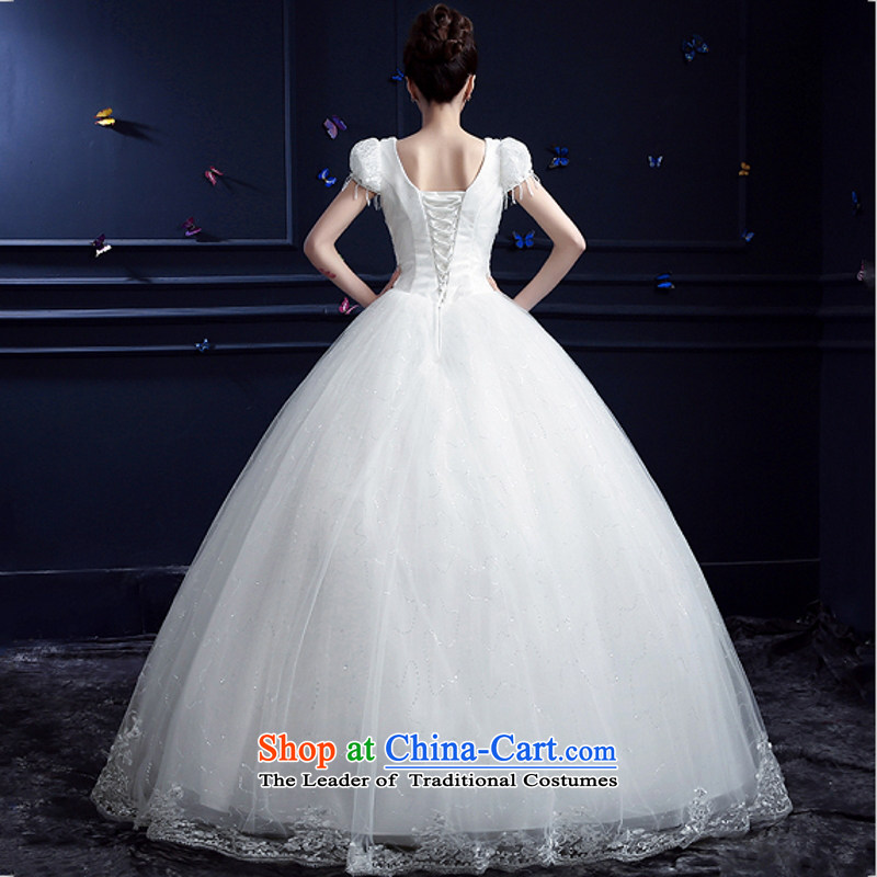 Yong-yeon good wedding dresses new Word 2015 autumn and winter package to align the shoulder bride tail straps Korean large stylish girl white streak M Yong Yim Close shopping on the Internet has been pressed.