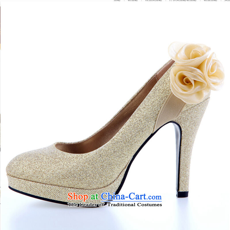 Pure Love bamboo yarn upscale bride marriage shoes high heels bride new marriage wedding dresses qipao marriage shoes comfortable fit Red Gold Golden 35 pure love bamboo yarn , , , shopping on the Internet