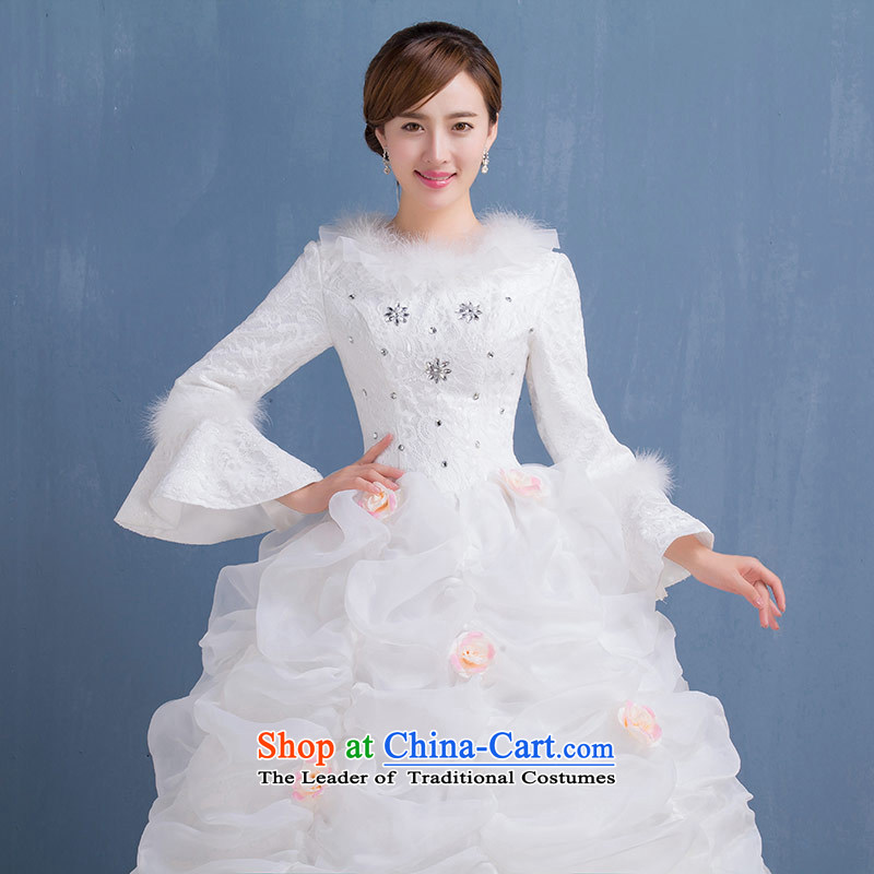 The Bride in the winter of long-sleeved to align the cotton wedding dress code version of large Korean video thin new 2015 winter wedding female white made size does not accept the return of the Qing Hua yarn , , , shopping on the Internet