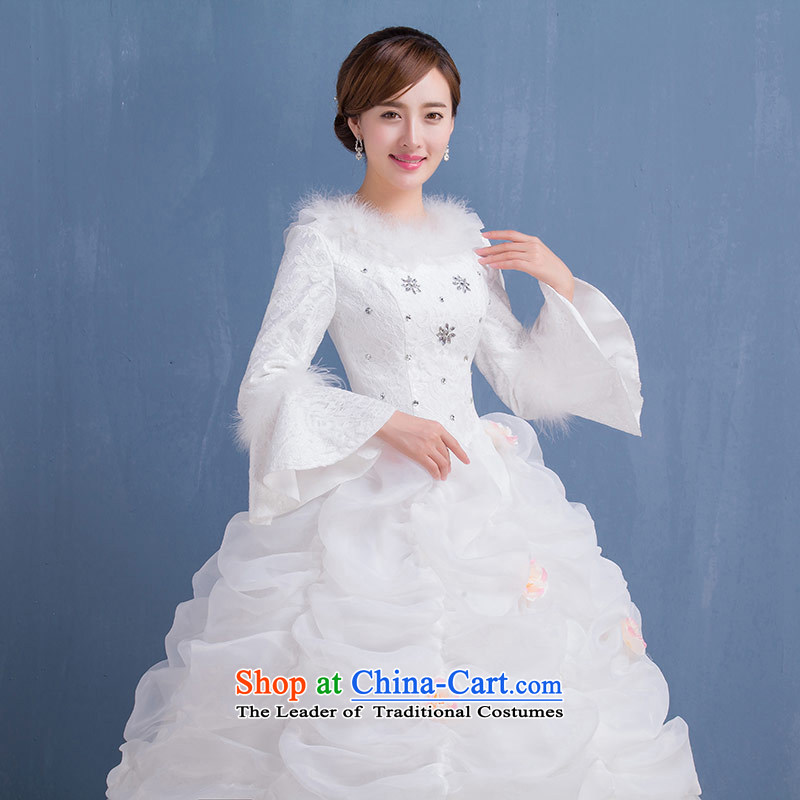 The Bride in the winter of long-sleeved to align the cotton wedding dress code version of large Korean video thin new 2015 winter wedding female white made size does not accept the return of the Qing Hua yarn , , , shopping on the Internet