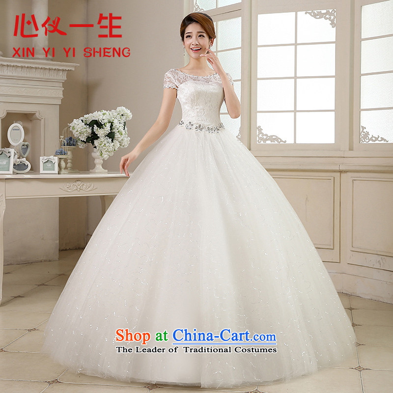 On the first of the wedding dress 2015 new autumn and winter large graphics thin retro Korean word minimalist shoulder lace align to bind with wedding white S heart is a lifetime (xinyiyisheng) , , , shopping on the Internet