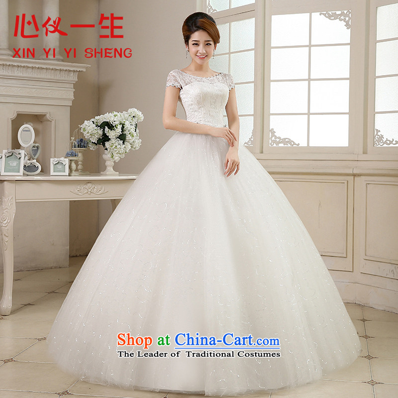 On the first of the wedding dress 2015 new autumn and winter large graphics thin retro Korean word minimalist shoulder lace align to bind with wedding white S heart is a lifetime (xinyiyisheng) , , , shopping on the Internet