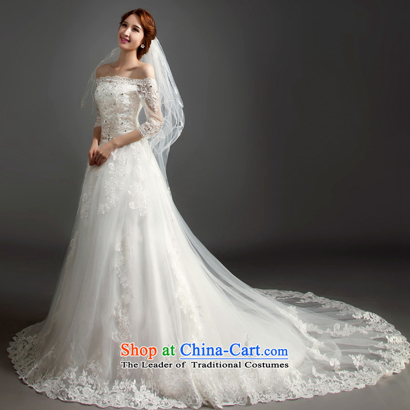 Ho full Chamber wedding dresses new Word 2015 stylish shoulder length tail wedding 7 cuff lace Sau San Korean White XL, Ho full Chamber , , , shopping on the Internet