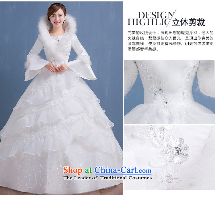 Qing Hua yarn winter new long-sleeved warm Wedding 2015 marriages wedding white princess bon bon skirt Korean version thin white L picture, prices, brand platters! The elections are supplied in the national character of distribution, so action, buy now enjoy more preferential! As soon as possible.