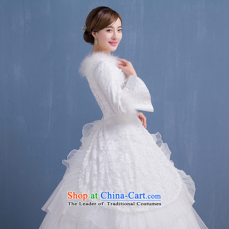 Qing Hua yarn wedding dresses new 2015 winter wedding long-sleeved thick Korean version for autumn and winter, of gross cotton bride wedding warm graphics make thin size does not accept the return of the Qing Hua yarn , , , shopping on the Internet