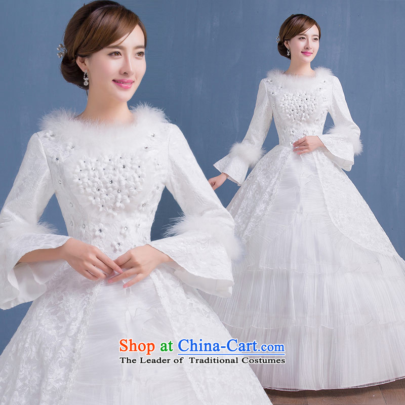 Qing Hua yarn wedding dresses new 2015 winter wedding long-sleeved thick Korean version for autumn and winter, of gross cotton bride wedding warm graphics make thin size does not accept the return of the Qing Hua yarn , , , shopping on the Internet