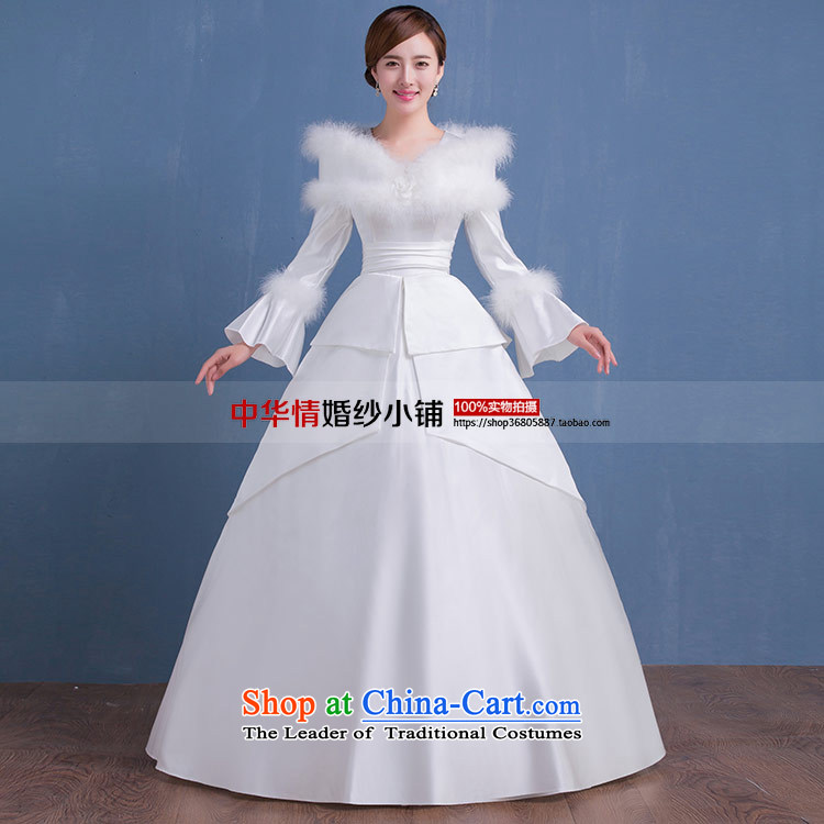 Qing Hua yarn of autumn and winter new wedding Korean sweet to align the long-sleeved marriages video thin princess dress Warm white wedding XL Photo, prices, brand platters! The elections are supplied in the national character of distribution, so action, buy now enjoy more preferential! As soon as possible.