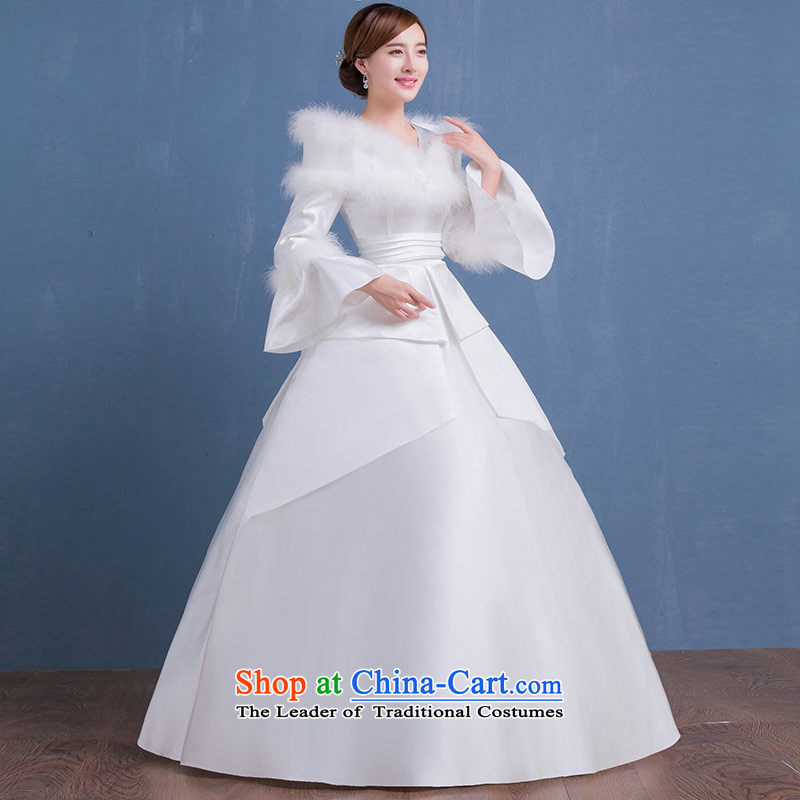 Qing Hua yarn of autumn and winter new wedding Korean sweet to align the long-sleeved marriages video thin princess dress Warm Wedding White XL, the feelings of Chinese yarn , , , shopping on the Internet
