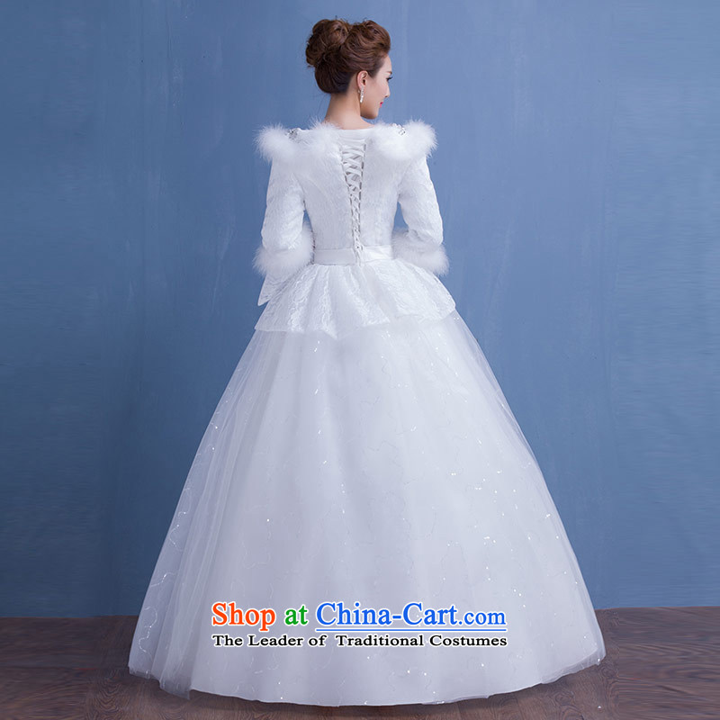 Qing Hua yarn Korea version 2015 autumn and winter new winter clothing marriages long-sleeved plus cotton winter wedding dresses thin white make video size does not accept the return of the Qing Hua yarn , , , shopping on the Internet