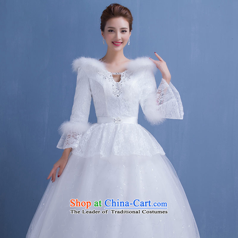 Qing Hua yarn Korea version 2015 autumn and winter new winter clothing marriages long-sleeved plus cotton winter wedding dresses thin white make video size does not accept the return of the Qing Hua yarn , , , shopping on the Internet