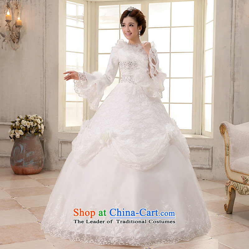 Qing Hua 2015 winter new yarn wedding winter, long-sleeved plus cotton bride wedding video thin lace Sau San white wedding dresses made white size does not accept return
