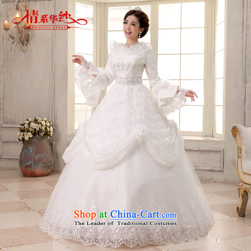 Qing Hua 2015 winter new yarn wedding winter, long-sleeved plus cotton bride wedding video thin lace Sau San white wedding dresses made white size does not accept the return of the Qing Hua yarn , , , shopping on the Internet