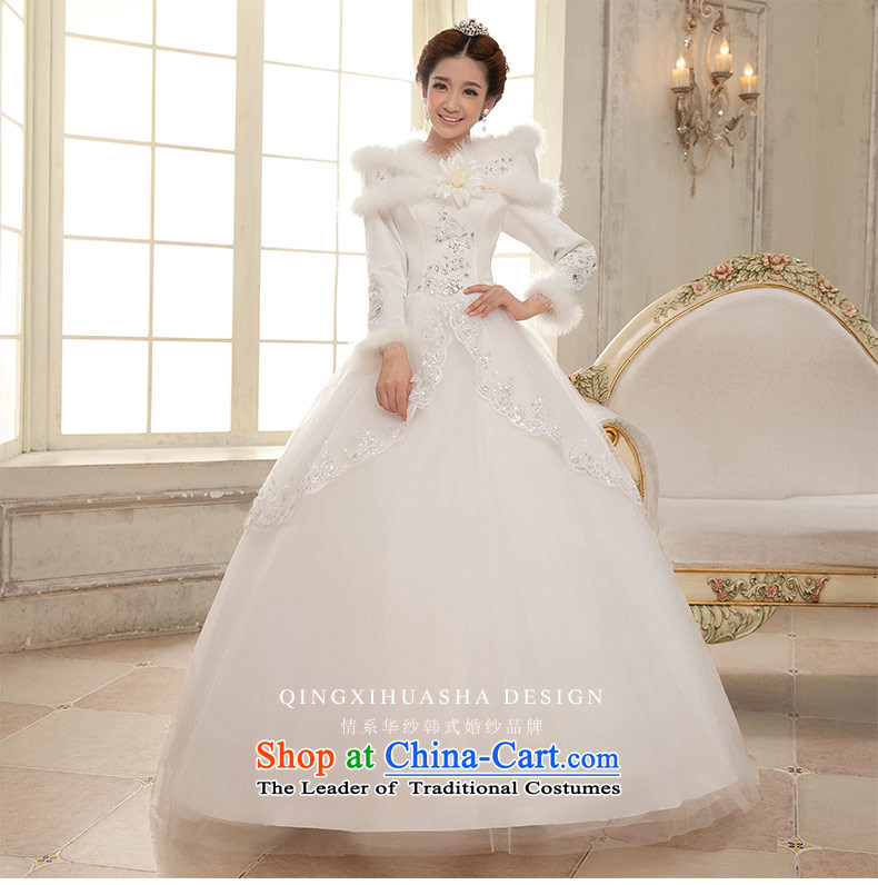 Qing Hua 2015 winter new yarn long-sleeved clip cotton yarn Korean version, thin bride wedding dresses White M picture, prices, brand platters! The elections are supplied in the national character of distribution, so action, buy now enjoy more preferential! As soon as possible.