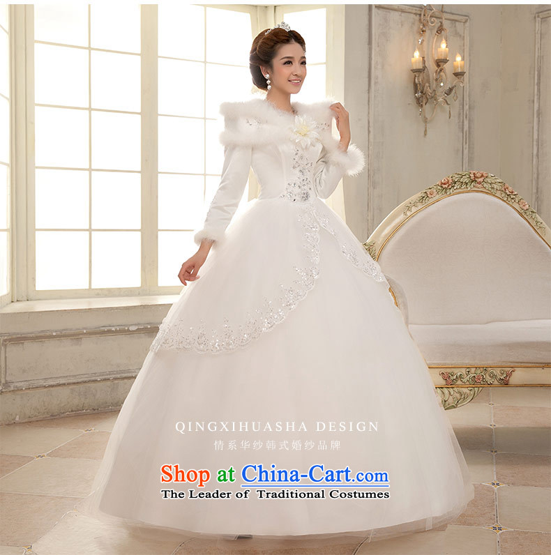 Qing Hua 2015 winter new yarn long-sleeved clip cotton yarn Korean version, thin bride wedding dresses White M picture, prices, brand platters! The elections are supplied in the national character of distribution, so action, buy now enjoy more preferential! As soon as possible.