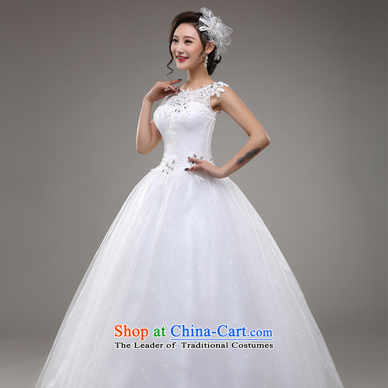 Tim hates makeup and 2015 winter new stylish wedding dresses Korean to align the shoulder larger video thin wedding autumn and winter classic wedding style HS0062 WhiteXL