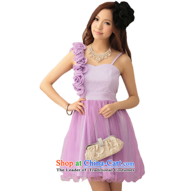Of the glued to the shoulder and chest small dresses Princess 2015 annual meeting of the Korean short hosted a lace flowers Foutune of dresses 3759th pink , L, Eiffel glued to the , , , shopping on the Internet