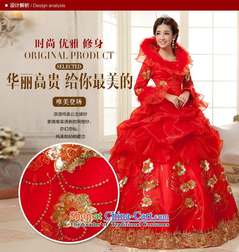 Qing Hua 2015 winter new yarn long-sleeved clip cotton yarn Korean version, thin bride wedding dresses red bride wedding dress RED M picture, prices, brand platters! The elections are supplied in the national character of distribution, so action, buy now enjoy more preferential! As soon as possible.