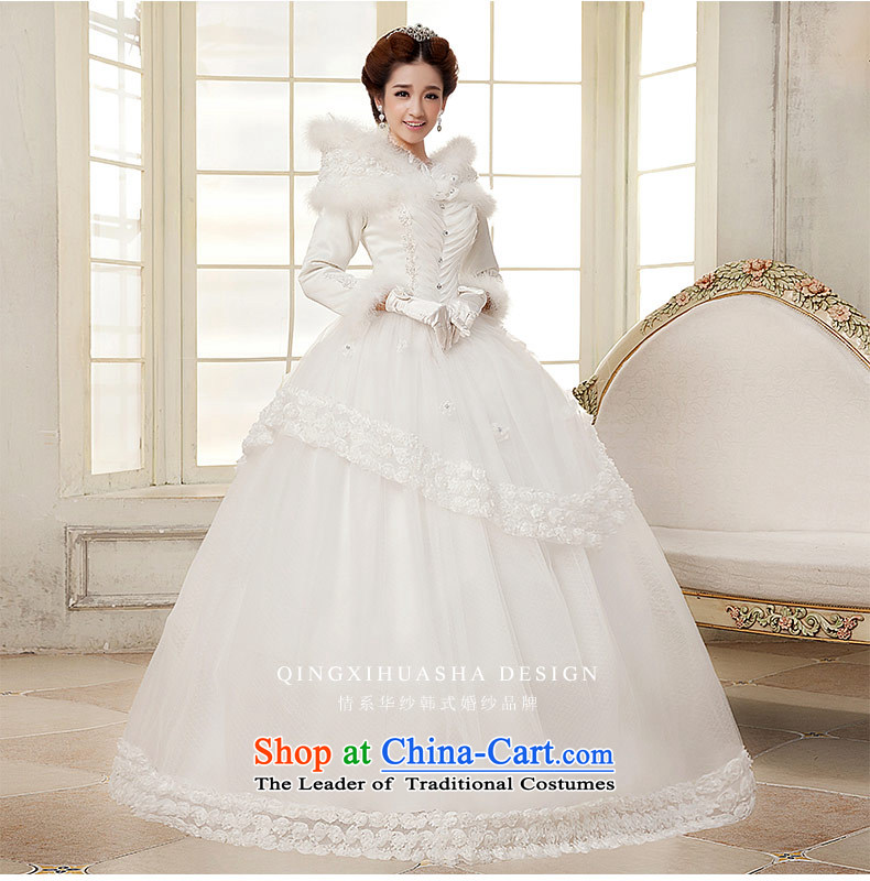 Qing Hua 2015 winter new yarn wedding Korean brides princess long-sleeved folder cotton warm white wedding a White XL Pictures field shoulder, prices, brand platters! The elections are supplied in the national character of distribution, so action, buy now enjoy more preferential! As soon as possible.