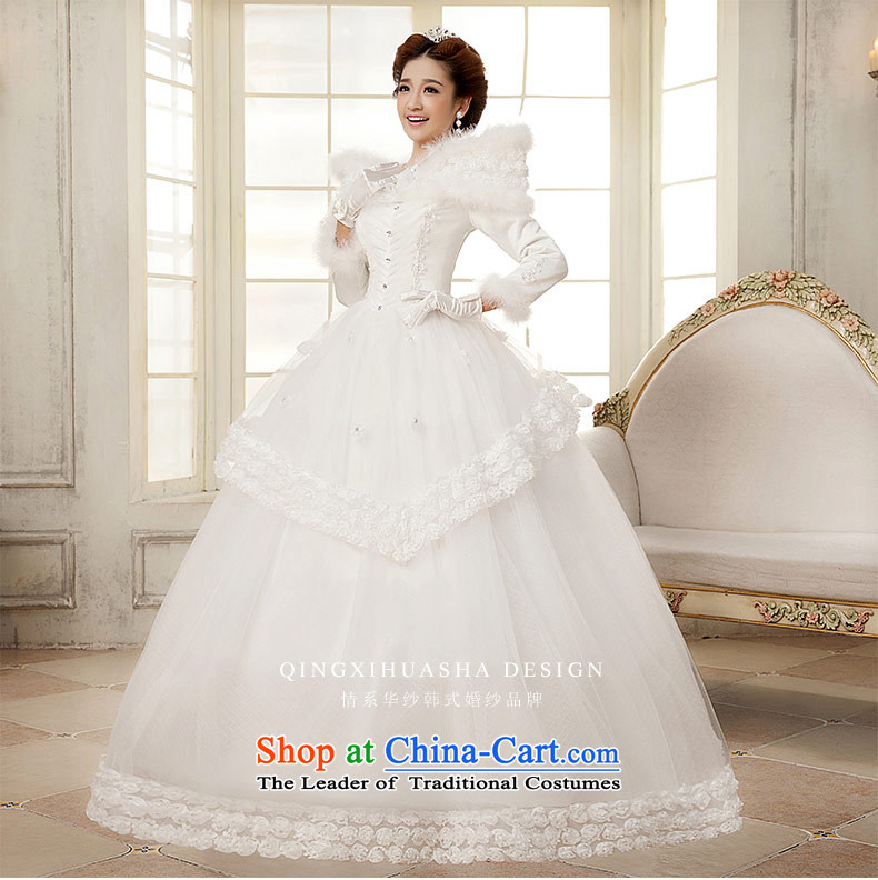 Qing Hua 2015 winter new yarn wedding Korean brides princess long-sleeved folder cotton warm white wedding a White XL Pictures field shoulder, prices, brand platters! The elections are supplied in the national character of distribution, so action, buy now enjoy more preferential! As soon as possible.