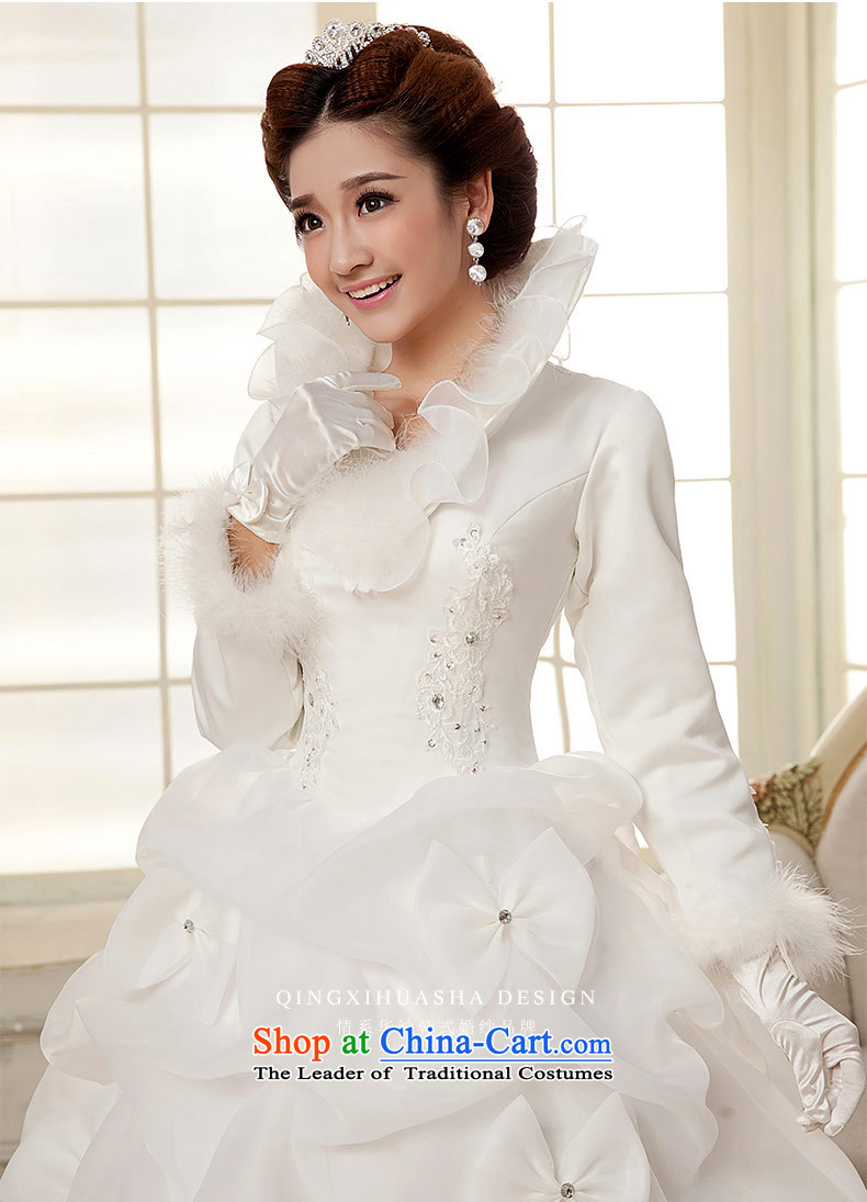 Qing Hua 2015 winter new yarn wedding dresses white princess graphics wedding long-sleeved folder thin cotton warm bride White XXL pictures wedding dress, prices, brand platters! The elections are supplied in the national character of distribution, so action, buy now enjoy more preferential! As soon as possible.