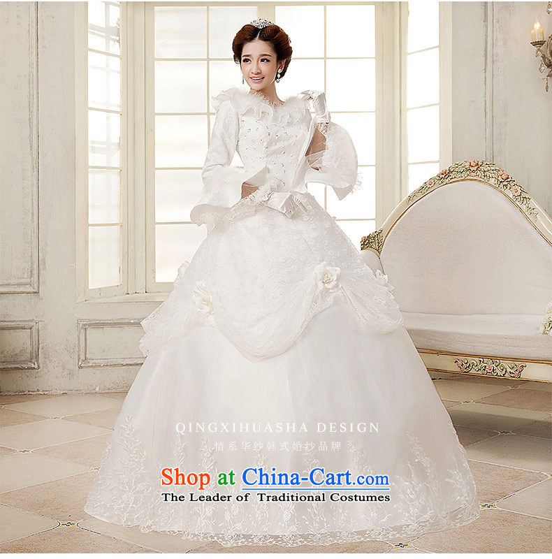 Qing Hua 2015 winter new yarn wedding Korean brides princess long-sleeved folder cotton warm wedding dress party White M Princess Picture, prices, brand platters! The elections are supplied in the national character of distribution, so action, buy now enjoy more preferential! As soon as possible.