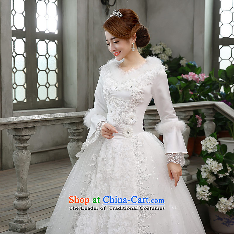 Qing Hua 2015 winter new yarn wedding Korean brides princess long-sleeved folder cotton warm wedding dress shoring princess lace white made size does not accept the return of the Qing Hua yarn , , , shopping on the Internet