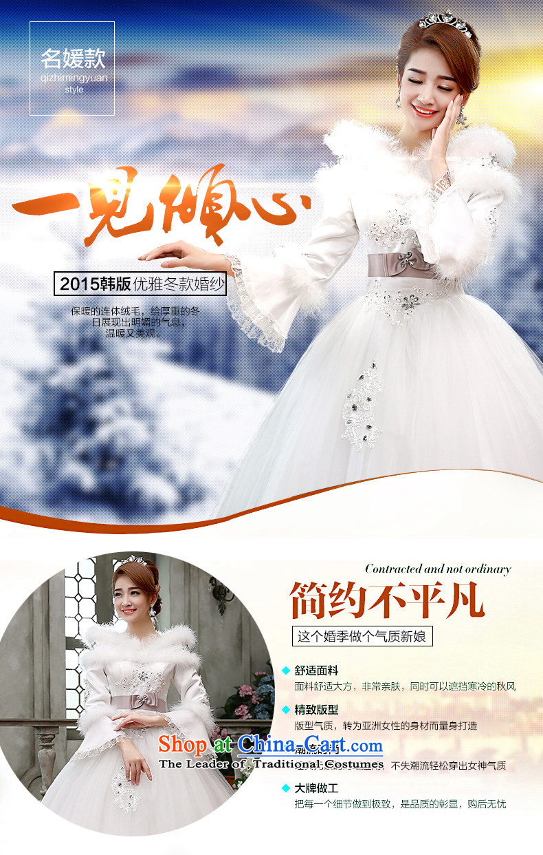 Qing Hua 2015 winter new yarn wedding Korean brides long-sleeved folder word cotton shoulder warm wedding dress party white princess XL Photo, prices, brand platters! The elections are supplied in the national character of distribution, so action, buy now enjoy more preferential! As soon as possible.