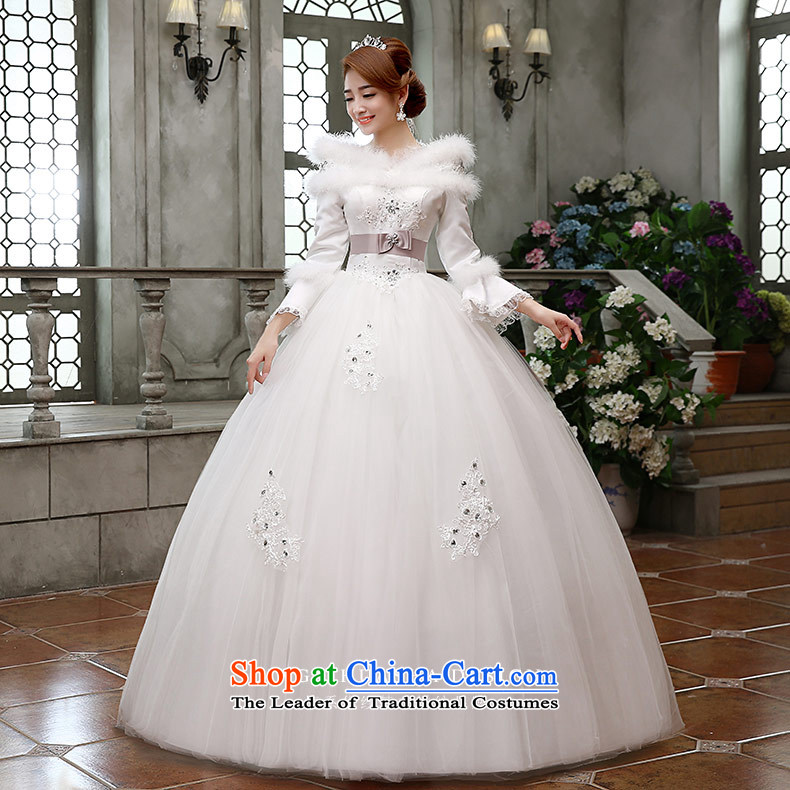 Qing Hua 2015 winter new yarn wedding Korean brides long-sleeved folder word cotton shoulder warm wedding dress party white princess XL Photo, prices, brand platters! The elections are supplied in the national character of distribution, so action, buy now enjoy more preferential! As soon as possible.