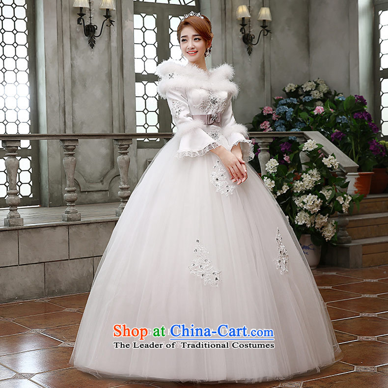 Qing Hua 2015 winter new yarn wedding Korean brides long-sleeved folder word cotton shoulder warm wedding dress party white princess XL Photo, prices, brand platters! The elections are supplied in the national character of distribution, so action, buy now enjoy more preferential! As soon as possible.